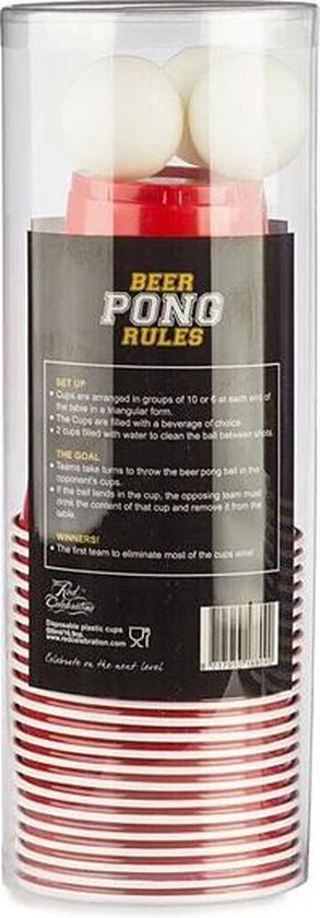 Beer Pong Pack Premium Edition - 22 Red Cups + 3 Bier Pong Ballen | Red Celebration 4 Beer Pong Pack Premium Edition - 22 Red Cups + 3 Bier Pong Ballen | Red Celebration - Afbeelding 2