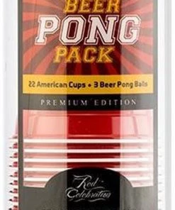 Beer Pong Pack Premium Edition - 22 Red Cups + 3 Bier Pong Ballen | Red Celebration