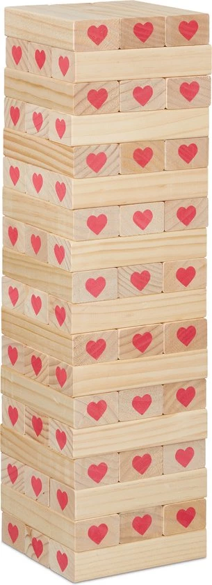Relaxdays Vallende Toren XL - Houten Toren Spel 54 Cm - Stapeltoren Bruiloft - Wiebeltoren 8 Relaxdays Vallende Toren XL - Houten Toren Spel 54 Cm - Stapeltoren Bruiloft - Wiebeltoren - Afbeelding 6