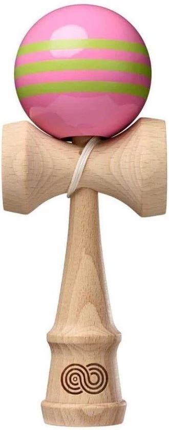 Kendama USA Kaizen - Triple Stripe - Pink With Green 3 Kendama USA Kaizen - Triple Stripe - Pink With Green