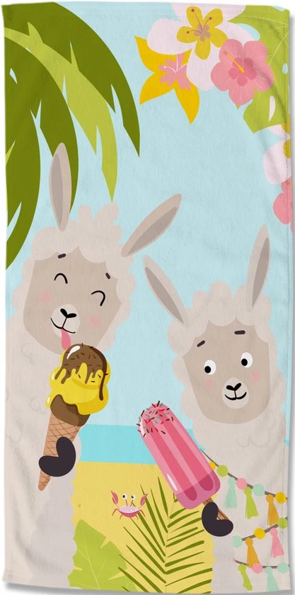 Strandlaken Happy Lamas - 75x150 Poly Velours Kids Good Morning Nr.10034 Multi 3 Strandlaken Happy Lamas - 75x150 Poly Velours Kids Good Morning Nr.10034 Multi