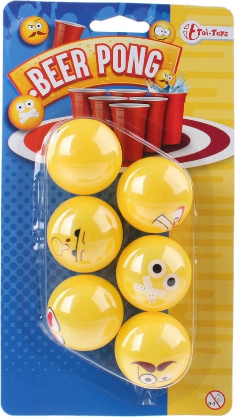 Toi-toys Bier Pong Ballen Met Emoji 6 Stuks 4 Cm Geel 4 Toi-toys Bier Pong Ballen Met Emoji 6 Stuks 4 Cm Geel - Afbeelding 2