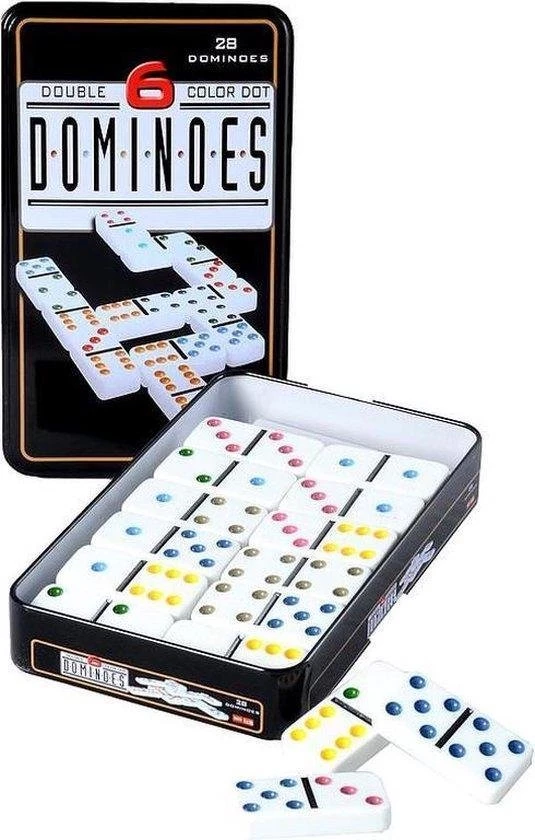 Merkloos Longfield Games Domino Dubbel 6 - Blik 5 Merkloos Longfield Games Domino Dubbel 6 - Blik - Afbeelding 3