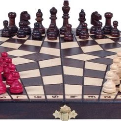 Raindroptime.com Drie Spelers Schaakbord Met Schaakstukken Groot (Trichess)