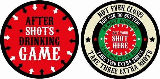 Bellatio Decorations Drankspel After Shots Op Bierviltje 50x - Plaats Je Shotglas In De Bullseye - Drink/drankspellen - Studentenspellen 3 Bellatio Decorations Drankspel After Shots Op Bierviltje 50x - Plaats Je Shotglas In De Bullseye - Drink/drankspellen - Studentenspellen