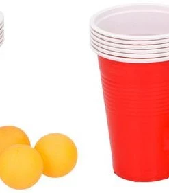 Merkloos Beerpong 18 Delig - 12 Bekers Met 6 Balletjes - Bierpong - Bier-pong - Beer Pong Set - Beerpong Bekers - Beerpong Tafel