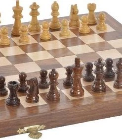 Items Houten Schaakspel In Kist/koffer 30 X 30 Cm - Schaakspel - Schaken