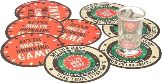 Bellatio Decorations Drankspel After Shots Op Bierviltje 50x - Plaats Je Shotglas In De Bullseye - Drink/drankspellen - Studentenspellen 4 Bellatio Decorations Drankspel After Shots Op Bierviltje 50x - Plaats Je Shotglas In De Bullseye - Drink/drankspellen - Studentenspellen - Afbeelding 2