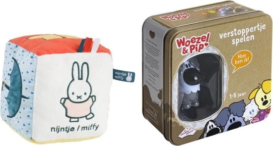 Merkloos Babybundel - 0-3 Jaar - Rammelaar & Kinderspel - Nijntje Kubus & Woezel En Pip Verstoppertje Spelen