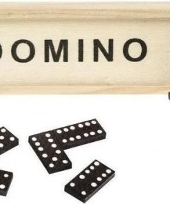 Merkloos 8x Domino Spel In Houten Kistje - 15 X 5 X 3 Cm - 28 Dominostenen -actiespellen Verkoop 550x352 8