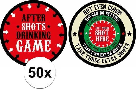 Bellatio Decorations Drankspel After Shots Op Bierviltje 50x - Plaats Je Shotglas In De Bullseye - Drink/drankspellen - Studentenspellen 6 Bellatio Decorations Drankspel After Shots Op Bierviltje 50x - Plaats Je Shotglas In De Bullseye - Drink/drankspellen - Studentenspellen - Afbeelding 4