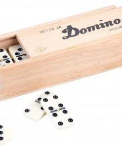 Longfield Domino Dubbel-6 Junior 41 Cm Hout Wit 28 Stenen