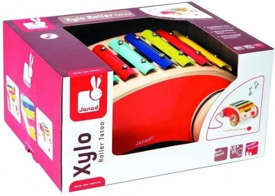 Janod Tatoo Rijdende Xylofoon - Rood 11 Janod Tatoo Rijdende Xylofoon - Rood - Afbeelding 9