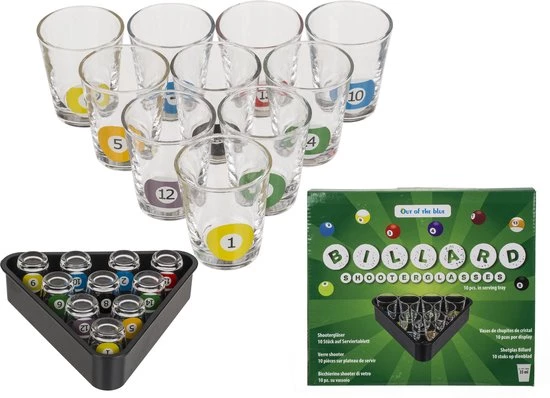 Out Of The Blue Drankspellen/drinkspelletjes Shotjes Snooker Met 10 Glaasjes - Cadeau Artikel 4 Out Of The Blue Drankspellen/drinkspelletjes Shotjes Snooker Met 10 Glaasjes - Cadeau Artikel - Afbeelding 2