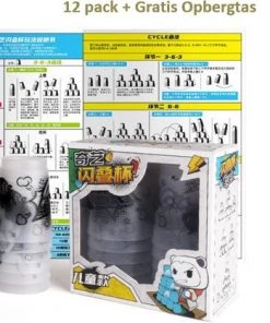 actiespellen Verkoop 20 12 Pack QIYI Kinder Sportstapelen Bekers-Quick Stacks Cups - Speed Training Game Uitdaging- Competitie Party Speelgoed + Gratis OpbergTas-7.6*9.3cm - Mat Doorschijnend - Zwart