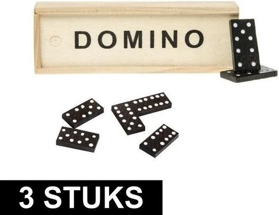 Merkloos 3x Domino Spel In Houten Kistje - 15 X 5 X 3 Cm - 28 Dominostenen 3 Merkloos 3x Domino Spel In Houten Kistje - 15 X 5 X 3 Cm - 28 Dominostenen