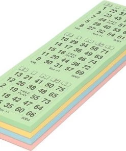 Merkloos 100x Bingokaarten Nummers 1-75 Inclusief 6x Bingostiften Blauw/geel/rood -actiespellen Verkoop 550x432 14