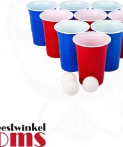 Ooms Feestwinkel American Beer Pong Set Rood/Blauw -actiespellen Verkoop 550x435 2