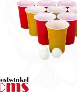 Ooms Feestwinkel American Beer Pong Set Rood/Goud -actiespellen Verkoop 550x435 3