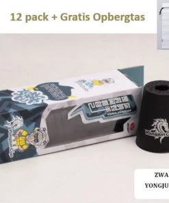 actiespellen Verkoop 24 12 Pack YJ Kinder Sportstapelen Bekers-Quick Stacks Cups - Speed Training Game Uitdaging- Competitie Party Speelgoed + Gratis OpbergTas-7.6*9.3cm -Zwart