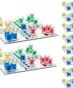 Relaxdays 10x Drankspel Ludo - Partyspel - Dobbelspel - 2 Tot 4 Personen
