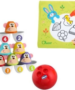 Chicco Bundel - Bowling Aapjes 2-in-1 Bowlingspel En Blikgooien & Babyboekje Kleuren Met Water Seizoenen