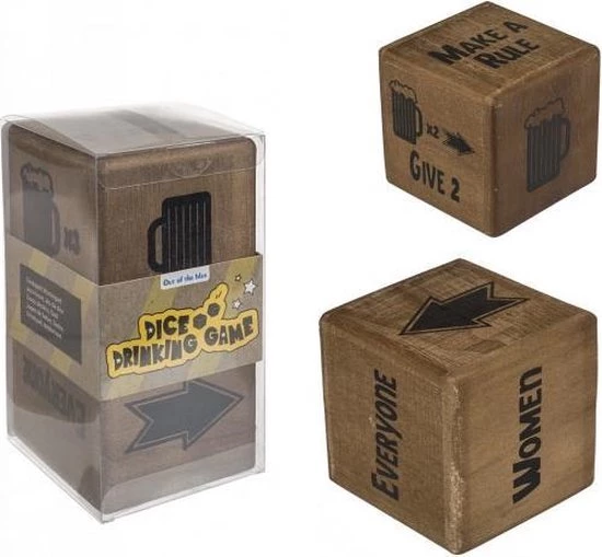 Out Of The Blue XXL Houten Drank Dobbelstenen - Set Van 2 - Drankspel 3 Out Of The Blue XXL Houten Drank Dobbelstenen - Set Van 2 - Drankspel
