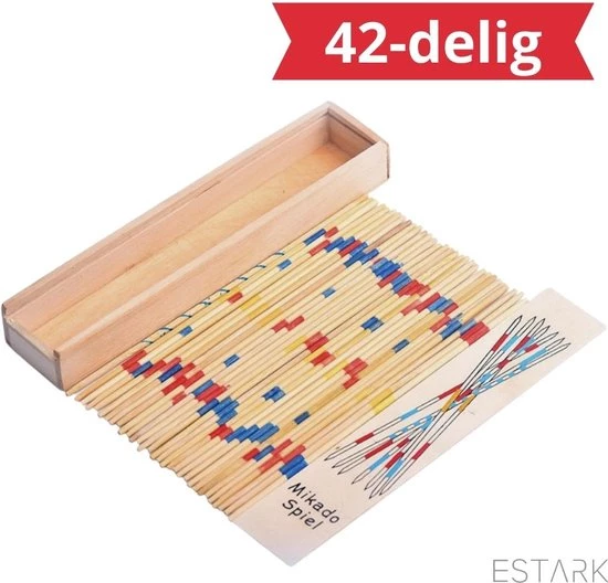 ESTARK® Mikado Spel - Houten Mikado Game - Luxe Edition - 42-delig - In Houten Kistje - Met Spelregels - 20CM - Spel Houten Stokjes - Gezelschapsspel - MIKADO 3 ESTARK® Mikado Spel - Houten Mikado Game - Luxe Edition - 42-delig - In Houten Kistje - Met Spelregels - 20CM - Spel Houten Stokjes - Gezelschapsspel - MIKADO