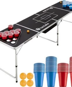 Tectake Goose Lyne® | Verstelbare Zwarte Bierpong-klaptafel - Bierpong Spel - Beerpongtafel - Beerpong