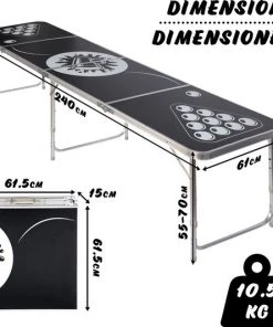 Jago GoodVibes - Bierpongtafelset Voor Volwassenen - Inclusief 6 Ballen, 100 Bekers En Bekerhouder - In Hoogte Verstelbaar, Opvouwbaar, Aluminium - Drinkspelletjes