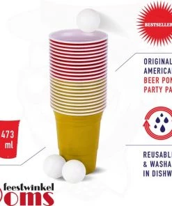 Ooms Feestwinkel American Beer Pong Set Rood/Goud -actiespellen Verkoop 550x535 13