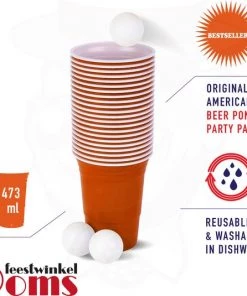 Ooms Feestwinkel American Beer Pong Set Oranje