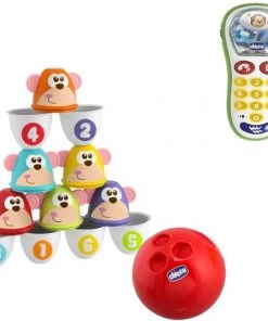 Chicco Bundel - Bowling Aapjes 2-in-1 Bowlingspel En Blikgooien & Rammelaar Baby Fototelefoon