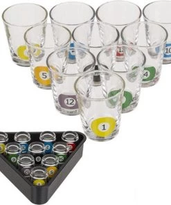 Out Of The Blue Drankspellen/drinkspelletjes Shotjes Snooker Met 10 Glaasjes - Cadeau Artikel