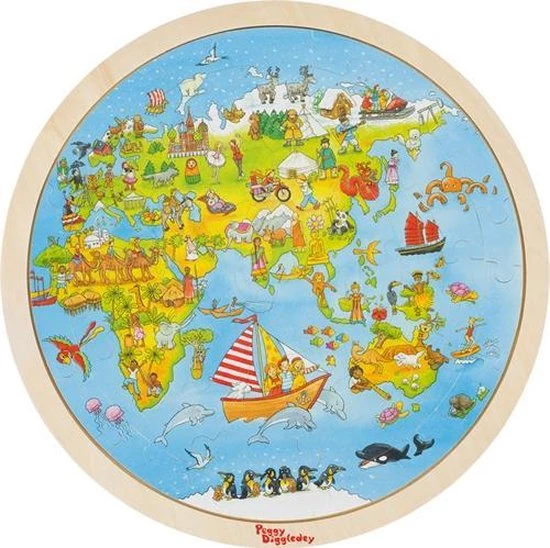 Goki Peggy Diggledey Puzzel Wereldreis, 57st. 5 Goki Peggy Diggledey Puzzel Wereldreis, 57st. - Afbeelding 3