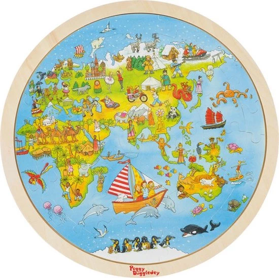 Goki Peggy Diggledey Puzzel Wereldreis, 57st. 4 Goki Peggy Diggledey Puzzel Wereldreis, 57st. - Afbeelding 2