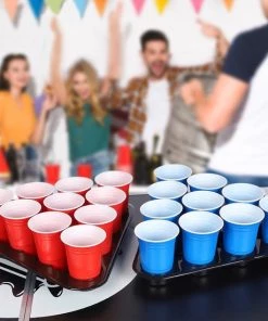 Jago GoodVibes - Bierpongtafelset Voor Volwassenen - Inclusief 6 Ballen, 100 Bekers En Bekerhouder - In Hoogte Verstelbaar, Opvouwbaar, Aluminium - Drinkspelletjes -actiespellen Verkoop 550x550 120