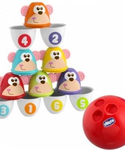 Chicco Bundel - Bowling Aapjes 2-in-1 Bowlingspel En Blikgooien & Puzzel 2-in-1 Huispuzzel -actiespellen Verkoop 550x550 215