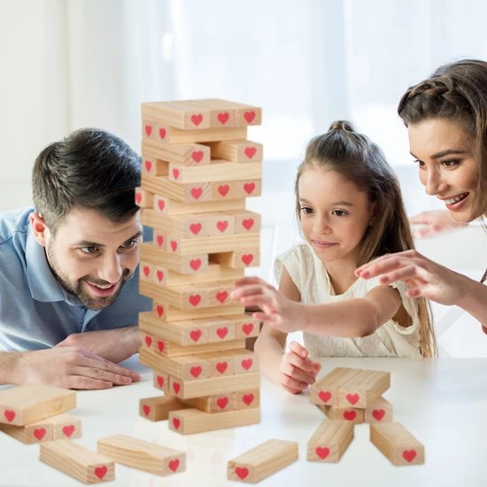 Relaxdays Vallende Toren XL - Houten Toren Spel 54 Cm - Stapeltoren Bruiloft - Wiebeltoren 5 Relaxdays Vallende Toren XL - Houten Toren Spel 54 Cm - Stapeltoren Bruiloft - Wiebeltoren - Afbeelding 3