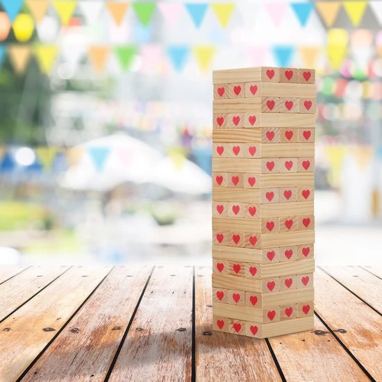 Relaxdays Vallende Toren XL - Houten Toren Spel 54 Cm - Stapeltoren Bruiloft - Wiebeltoren 9 Relaxdays Vallende Toren XL - Houten Toren Spel 54 Cm - Stapeltoren Bruiloft - Wiebeltoren - Afbeelding 7