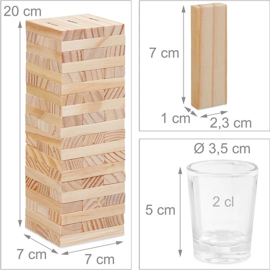 Relaxdays Stapeltoren Drankspel - Drunken Tower - Wiebeltoren - Drinkspel - Hout 6 Relaxdays Stapeltoren Drankspel - Drunken Tower - Wiebeltoren - Drinkspel - Hout - Afbeelding 4