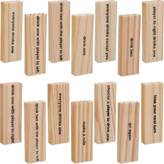 Relaxdays Stapeltoren Drankspel - Drunken Tower - Wiebeltoren - Drinkspel - Hout 8 Relaxdays Stapeltoren Drankspel - Drunken Tower - Wiebeltoren - Drinkspel - Hout - Afbeelding 6