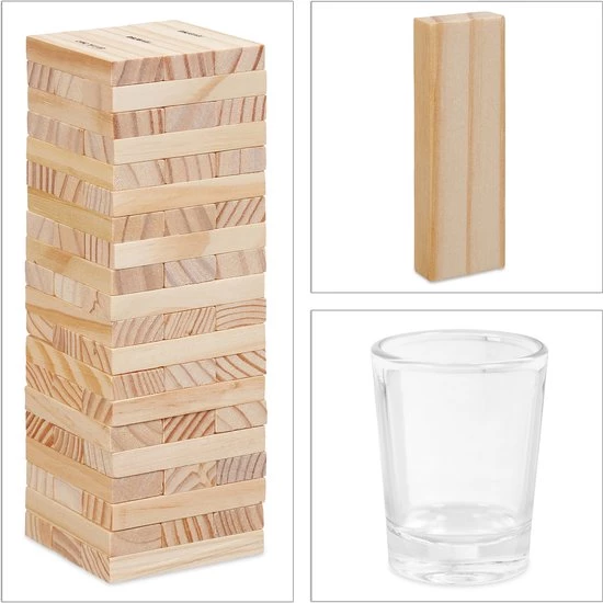 Relaxdays Stapeltoren Drankspel - Drunken Tower - Wiebeltoren - Drinkspel - Hout 10 Relaxdays Stapeltoren Drankspel - Drunken Tower - Wiebeltoren - Drinkspel - Hout - Afbeelding 8