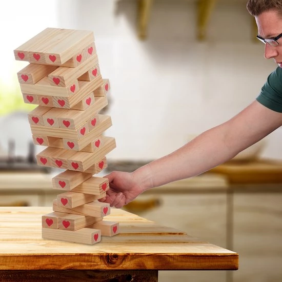 Relaxdays Vallende Toren XL - Houten Toren Spel 54 Cm - Stapeltoren Bruiloft - Wiebeltoren 11 Relaxdays Vallende Toren XL - Houten Toren Spel 54 Cm - Stapeltoren Bruiloft - Wiebeltoren - Afbeelding 9