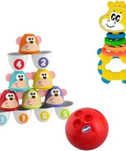 Chicco Bundel - Bowling Aapjes 2-in-1 Bowlingspel En Blikgooien & Rammelaar Multi-Activiteitsratel Gilby De Giraffe