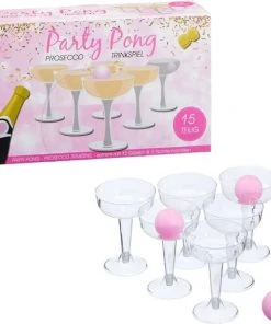 Cepewa - Party Prosecco Pong - Drankspel - 15 Delig - 12 Glazen - 3 Pong Ballen -actiespellen Verkoop 550x568