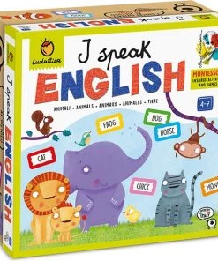 Ludattica Spellen: I SPEAK ENGLISH - Montessori Methode 22,5x22,5x9cm, Met 36 Kaarten En Didactische Gids, 4+