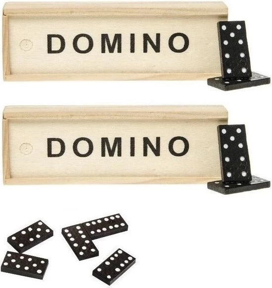 Merkloos 5x Domino Spellen In Houten Kistjes - 15 X 5 X 3 Cm - 140x Dominostenen/steentjes 3 Merkloos 5x Domino Spellen In Houten Kistjes - 15 X 5 X 3 Cm - 140x Dominostenen/steentjes
