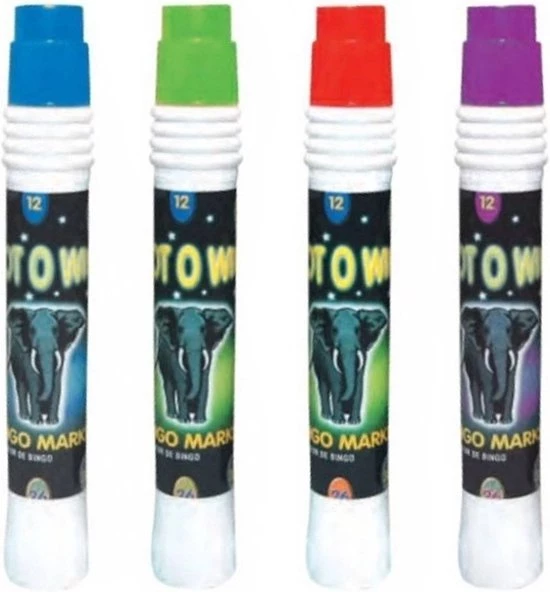 Merkloos 8x Bingostiften - 2x Stuks Per Kleuren Groen / Paars / Blauw En Rood - Bingo Markeerstiften 3 Merkloos 8x Bingostiften - 2x Stuks Per Kleuren Groen / Paars / Blauw En Rood - Bingo Markeerstiften