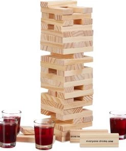 Relaxdays Stapeltoren Drankspel - Drunken Tower - Wiebeltoren - Drinkspel - Hout